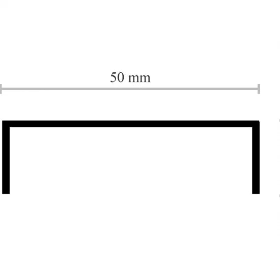 Profil inox tip U mobilier si ceramice 50 x 9 mm finisaj crom lucios