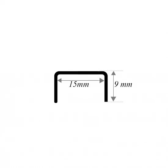 Profil U otel inoxidabil, crom lucios 15x9x2700 mm, grosime 0.6 mm