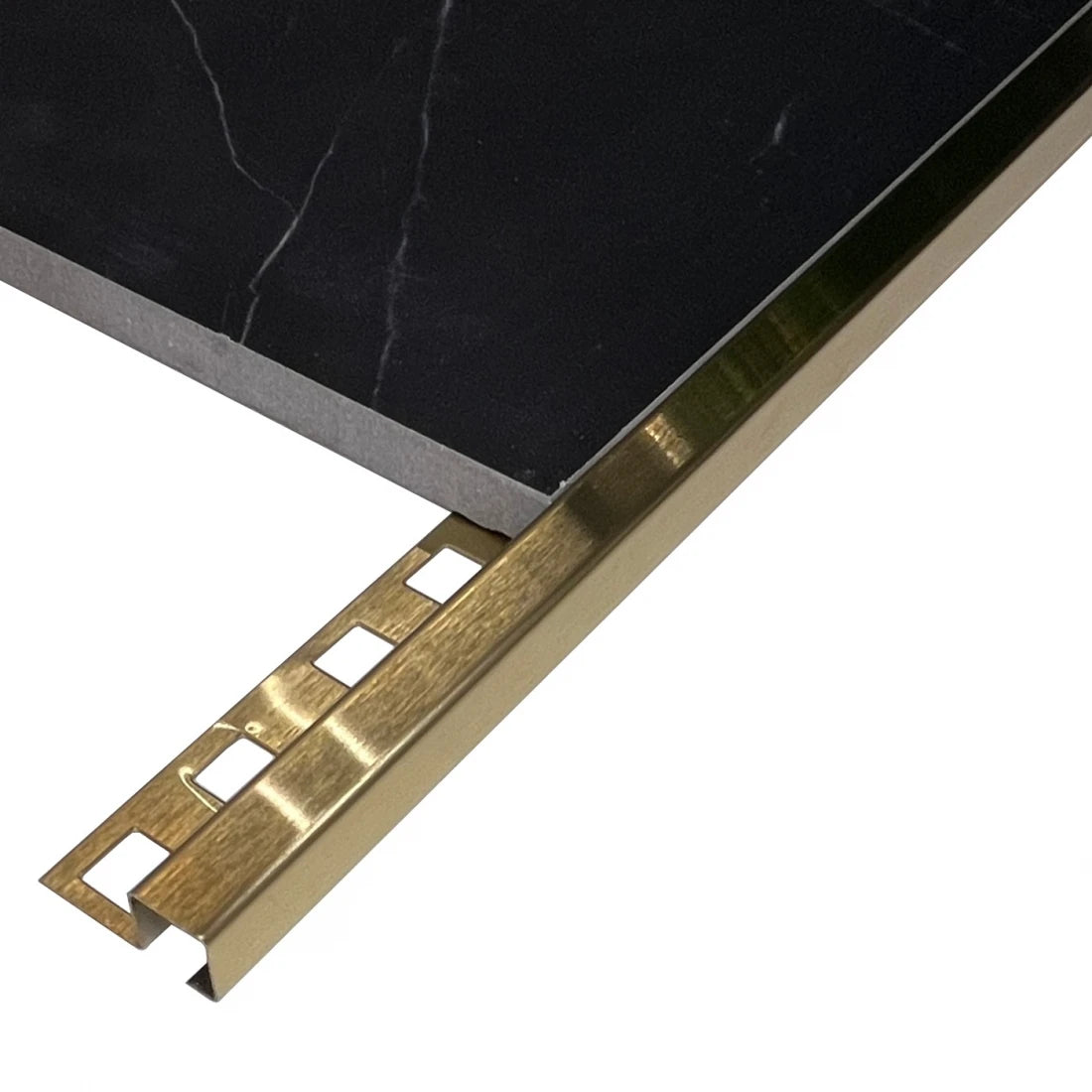 Profil colt exterior patrat 12 x 12 mm gresie si faianta auriu brush